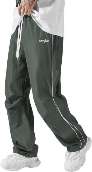 SOLY HUX Men's Parachute Pants Y2k Baggy Sweatpants Wide Leg Drawstring Waist Casual Pants Streetwear
