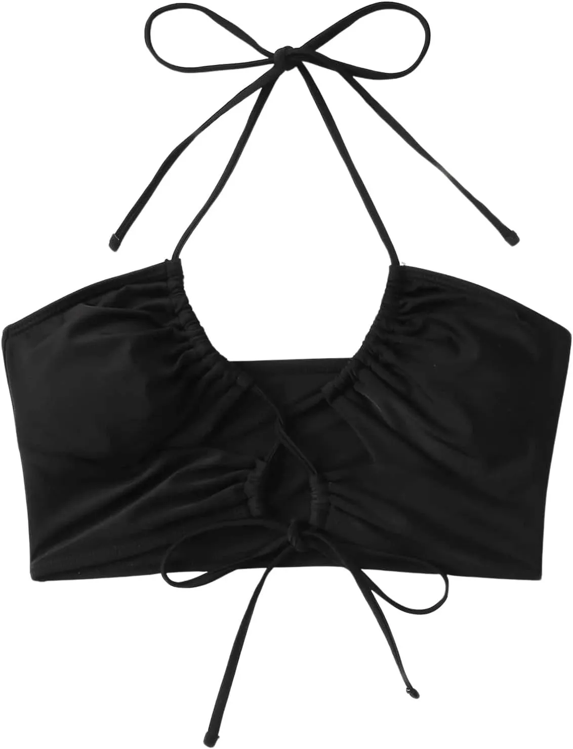 SOLY HUX Women's Halter Bikini Top Tie Front Bathing Suit Tops Swimsuit