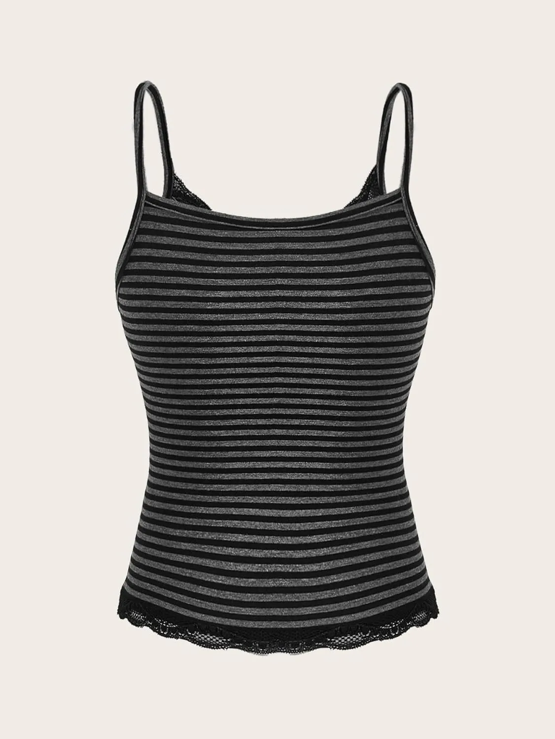 SOLY HUX Women's Striped Lace Trim Cami Top Spaghetti Strap Summer Y2K Camisole