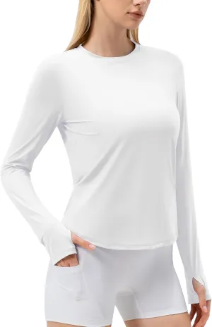 SPVISE Women's Long Sleeve Workout Shirts UPF 50  Running Hiking Yoga T-Shirt Tops Dry Fit UV Protection Rash Guard Sun Shirt