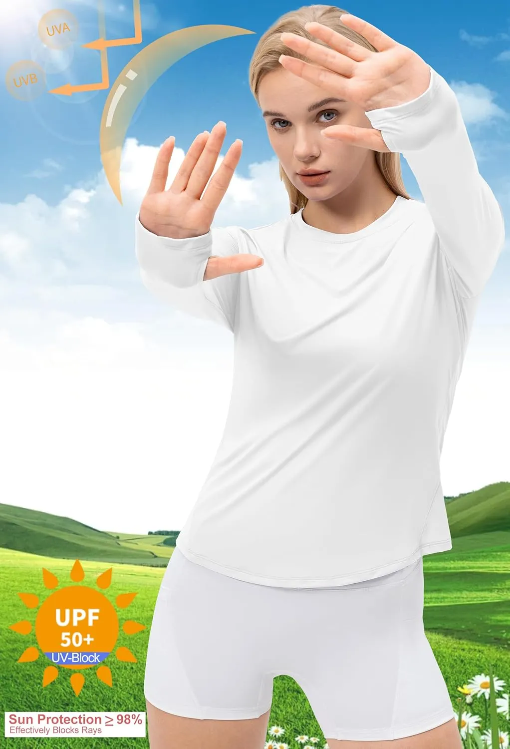 SPVISE Women's Long Sleeve Workout Shirts UPF 50  Running Hiking Yoga T-Shirt Tops Dry Fit UV Protection Rash Guard Sun Shirt