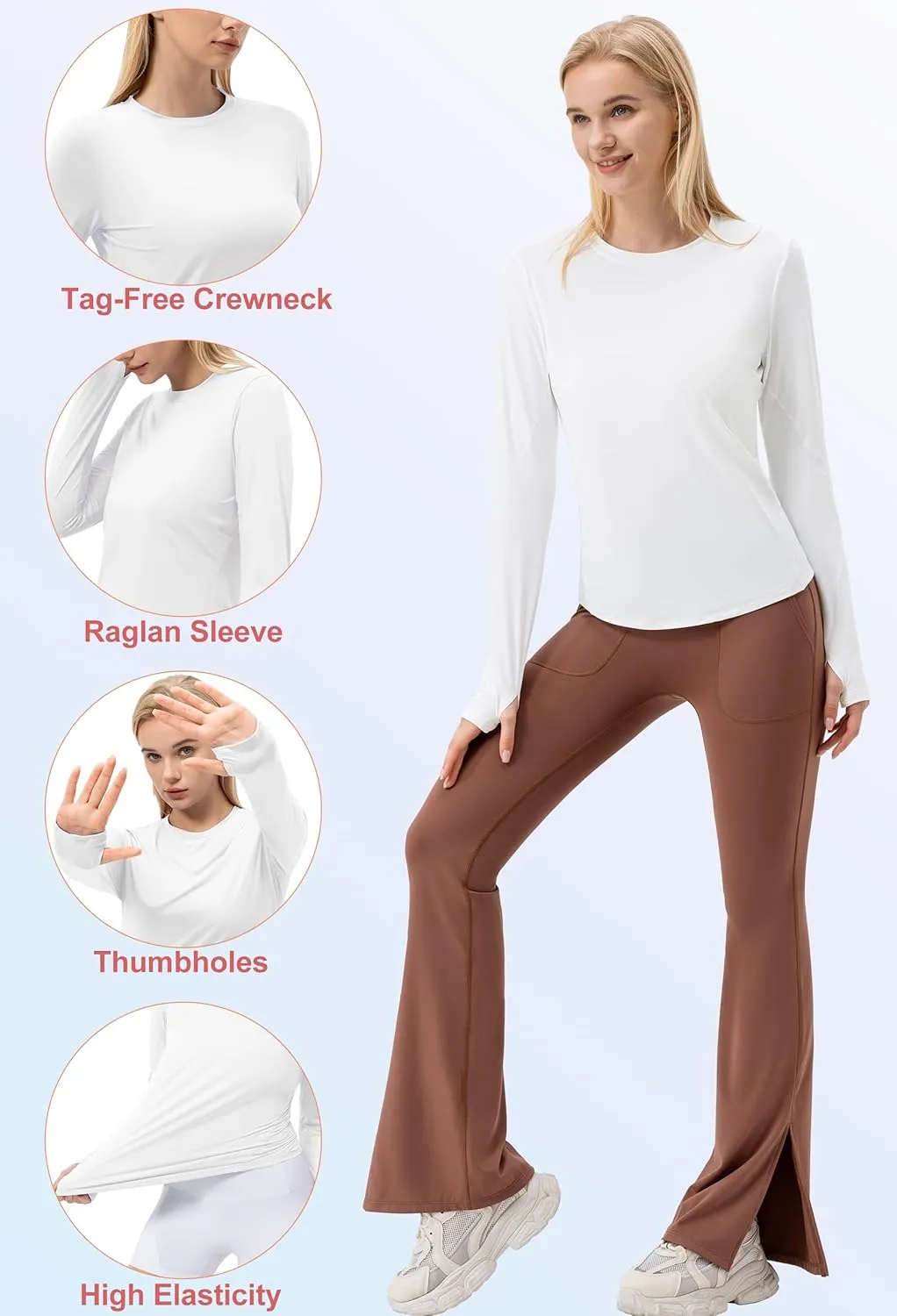 SPVISE Women's Long Sleeve Workout Shirts UPF 50  Running Hiking Yoga T-Shirt Tops Dry Fit UV Protection Rash Guard Sun Shirt