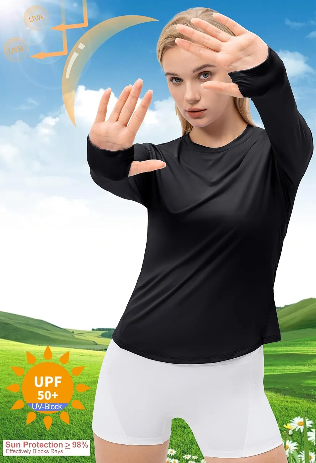 SPVISE Women's Long Sleeve Workout Shirts UPF 50  Running Hiking Yoga T-Shirt Tops Dry Fit UV Protection Rash Guard Sun Shirt
