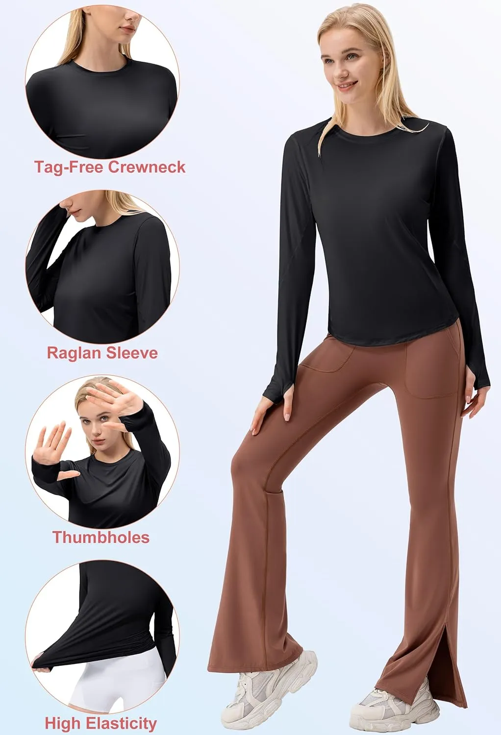 SPVISE Women's Long Sleeve Workout Shirts UPF 50  Running Hiking Yoga T-Shirt Tops Dry Fit UV Protection Rash Guard Sun Shirt