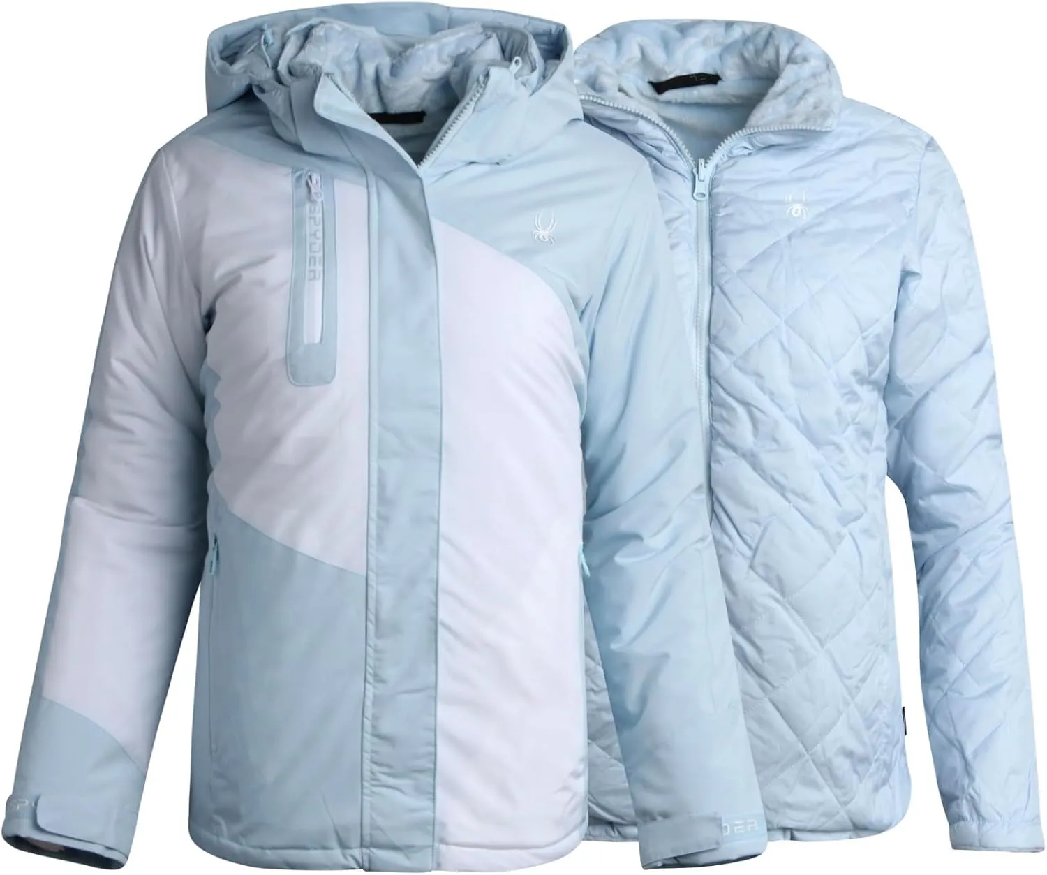 Spyder Women's Snow Ski Jacket - 3 Looks in 1 Insulated Puffer to Sherpa Fur Reversible Inner Winter Jackets for Women (S-XL)