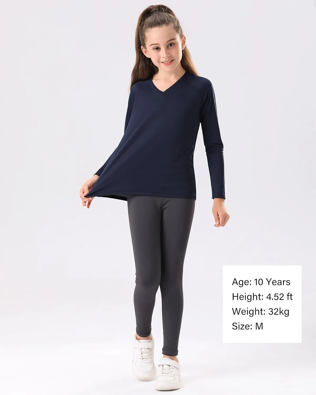 Stelle Youth Girls Athletic Performance Long Sleeve Shirts V Neck Moisture Wicking Base Layer Undershirt