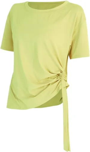 Summer Women Loose Yoga Shirts Short Sleeves Sport T-Shirts Bandage Running Shirt Girls Quick Dry Gym Fitness Tee Tops Sportw