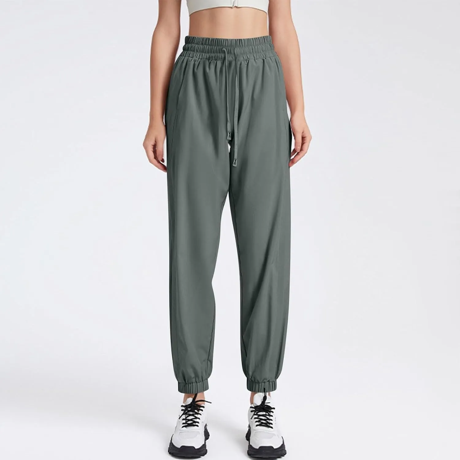 Sweatpants Women,Cargo Pants for Girls Dressy High Waisted Linen Cotton Palazzo Trousers Straight Leg