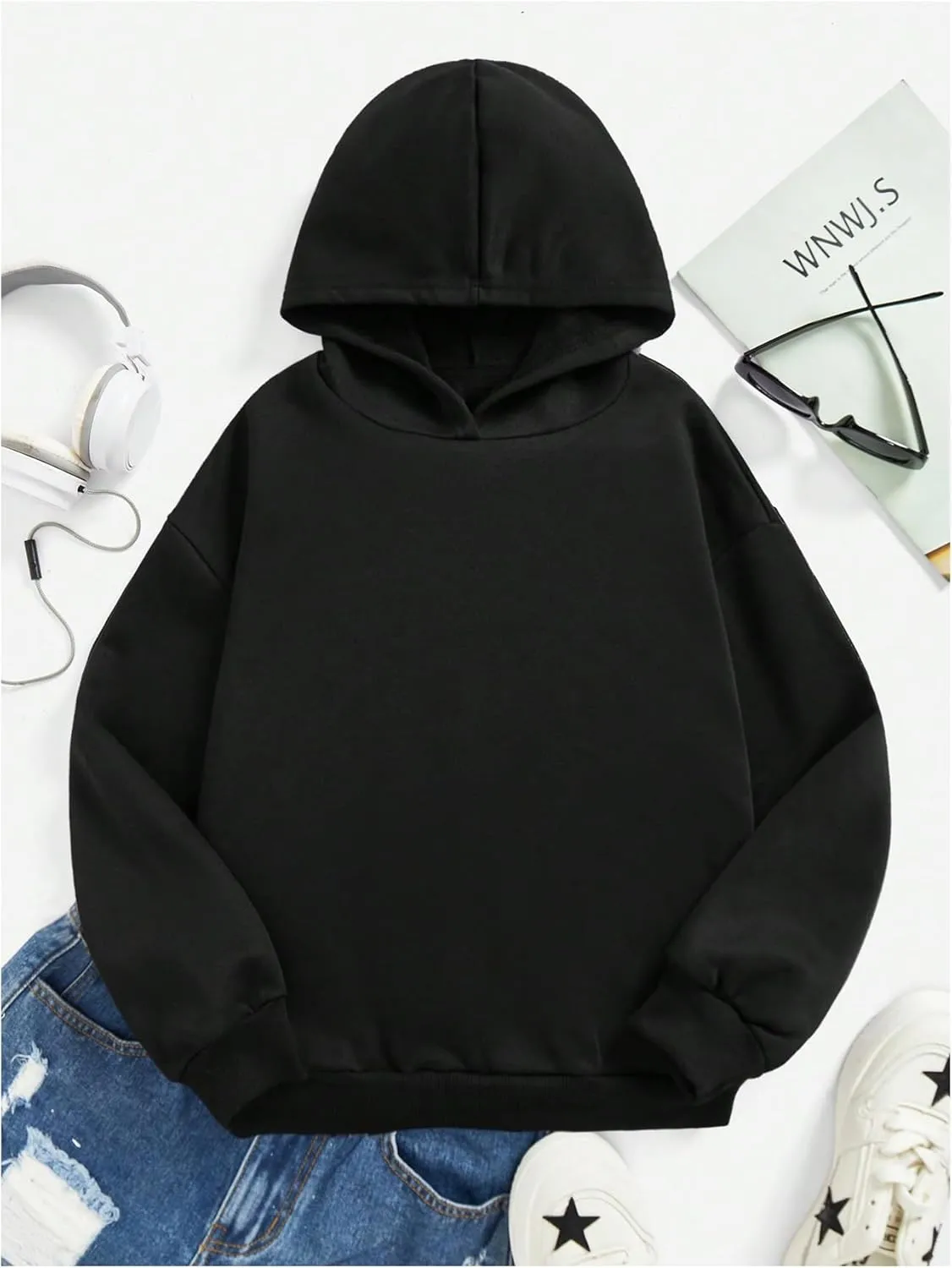 SweatyRocks Girl's Letter Graphic Hoodies Long Sleeve Thermal Oversized Sweatshirts Pullover Top