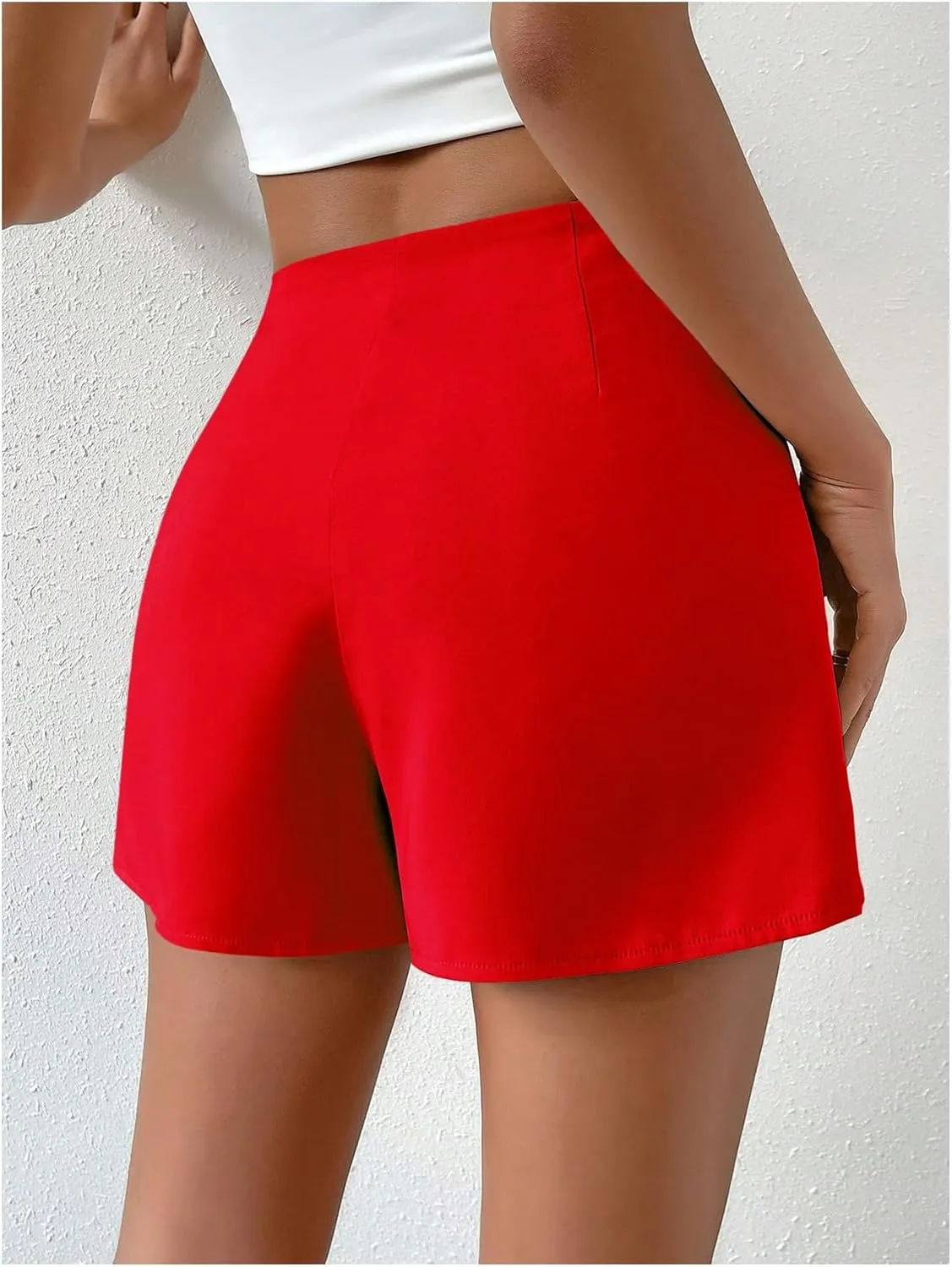 SweatyRocks Women's Casual High Waist Button Front Wrap Shorts Solid Ruched Skort Skirt