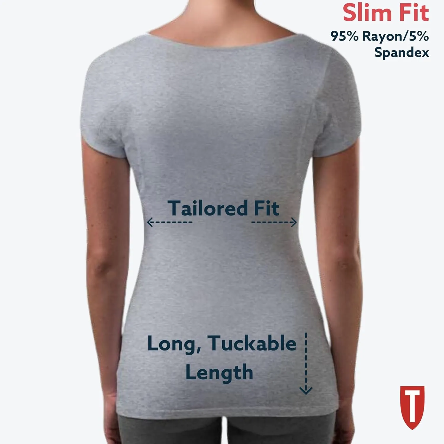 T THOMPSON TEE Women's Sweatproof Undershirt | Deep V Neck | Slim Fit | with Sweat Pads