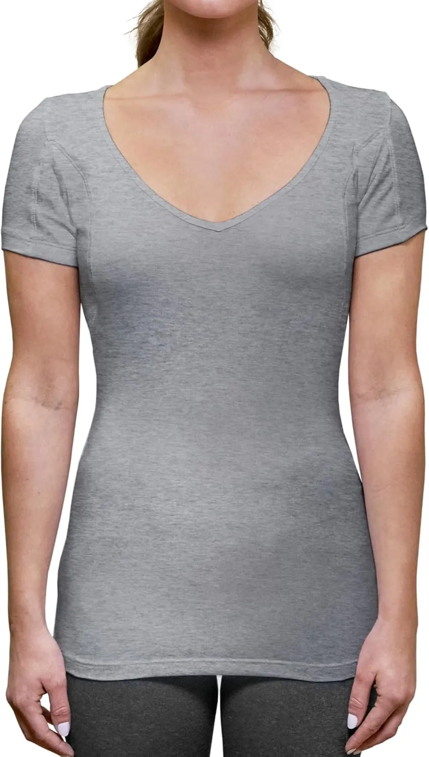 T THOMPSON TEE Women's Sweatproof Undershirt | Deep V Neck | Slim Fit | with Sweat Pads