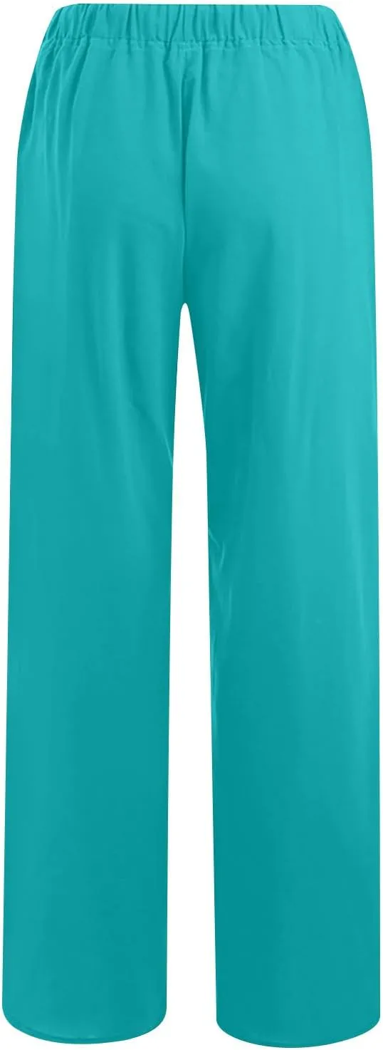 TARIENDY Womens Casual Pants Drawstring Elastic Waist Wide Leg Trousers Loose Comfy Lounge Long Palazzo Pant with Pockets