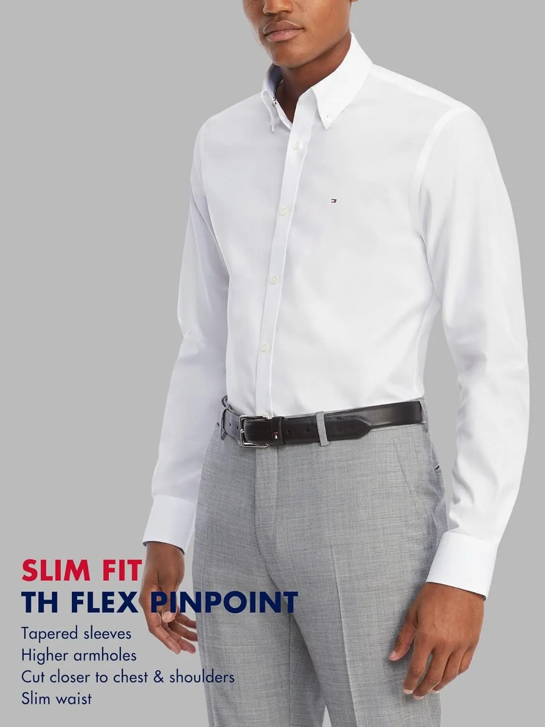 Tommy Hilfiger Men's Dress Shirt Slim Fit Stretch Oxford