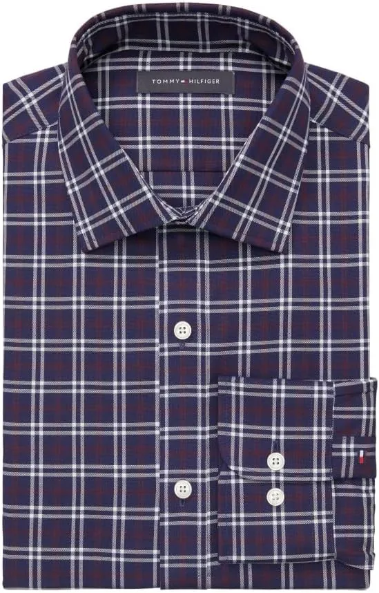 Tommy Hilfiger Men's Dress Shirt Slim Fit Stretch Oxford