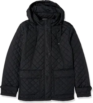Tommy Hilfiger Women's Quilted Jacket Contrast Snaps Button Down Jacket
