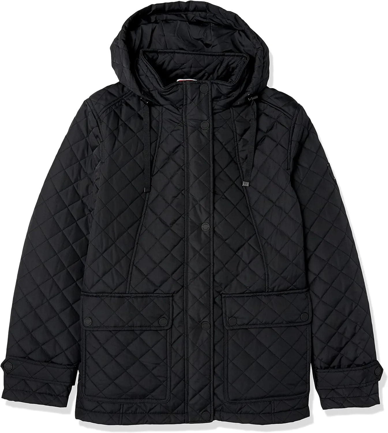 Tommy Hilfiger Women's Quilted Jacket Contrast Snaps Button Down Jacket