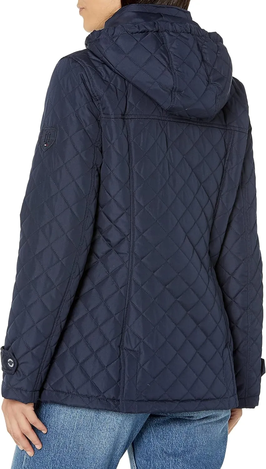 Tommy Hilfiger Women's Quilted Jacket Contrast Snaps Button Down Jacket