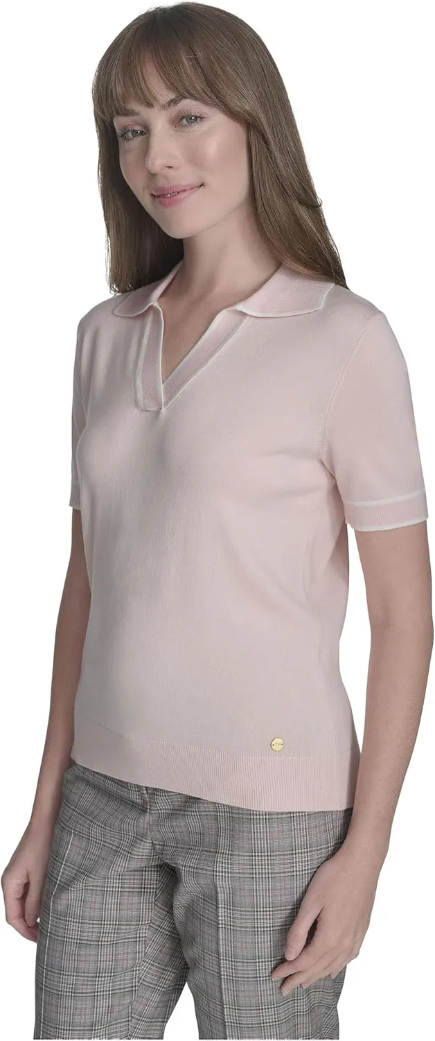 Tommy Hilfiger Women's Short Sleeve Johnny Collar Polo Sweater