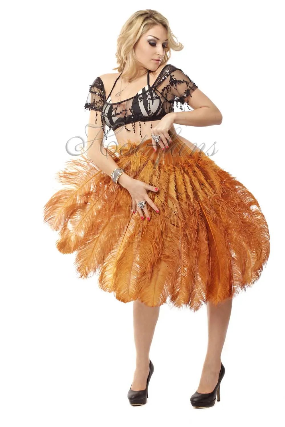 Topaz intermediate 2 layers Ostrich Feather Fan 30"x 54"