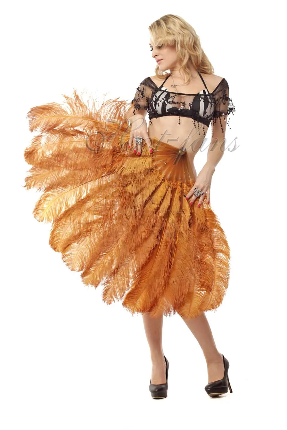 Topaz intermediate 2 layers Ostrich Feather Fan 30"x 54"