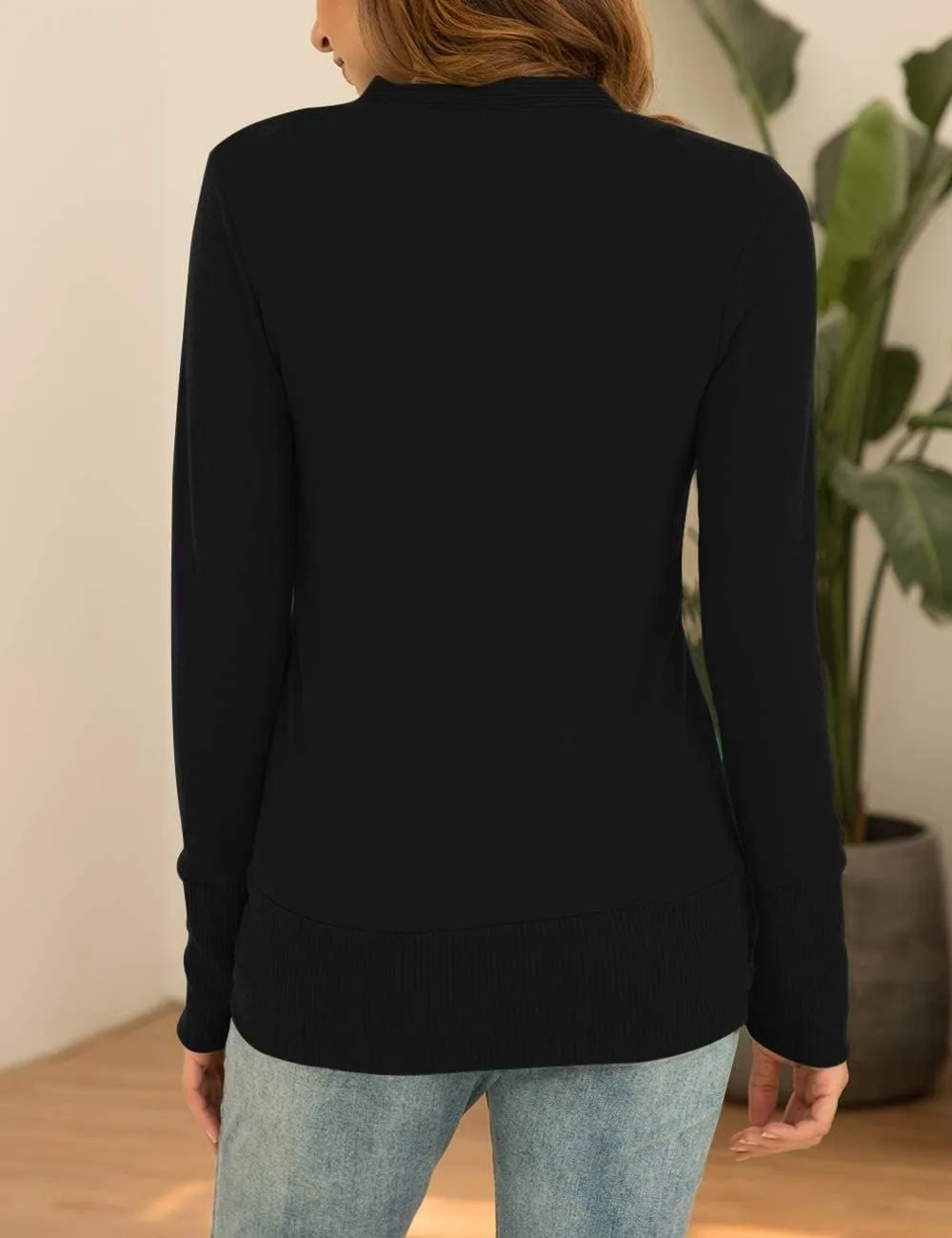 Traleubie Women's Long Sleeve V-Neck Button Down Knit Open Front Cardigan Sweater