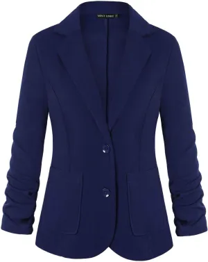 Unifizz Womens Casual Work Office Blazer Pockets Buttons Suit Jacket 3/4 Sleeve