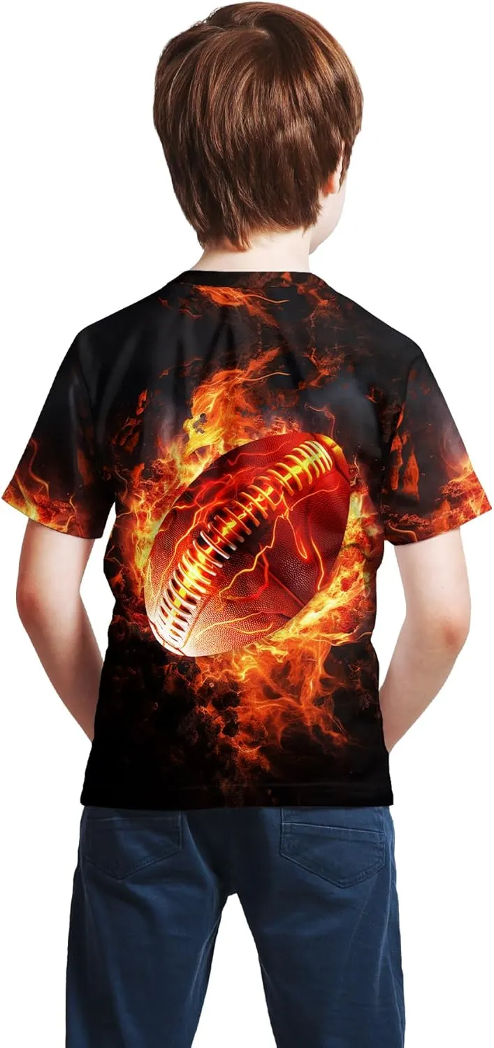 Unisex 3D Graphic Printed T-Shirts, Boys Girls Kids Crewneck Short Sleeve T Shirts, Cool Tees for 6-16 Years Teens