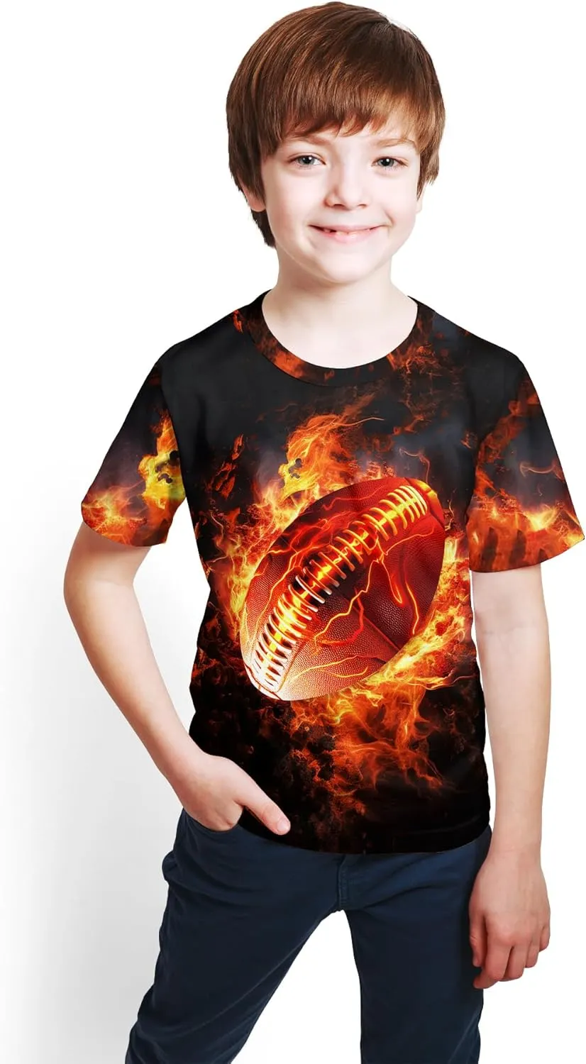 Unisex 3D Graphic Printed T-Shirts, Boys Girls Kids Crewneck Short Sleeve T Shirts, Cool Tees for 6-16 Years Teens