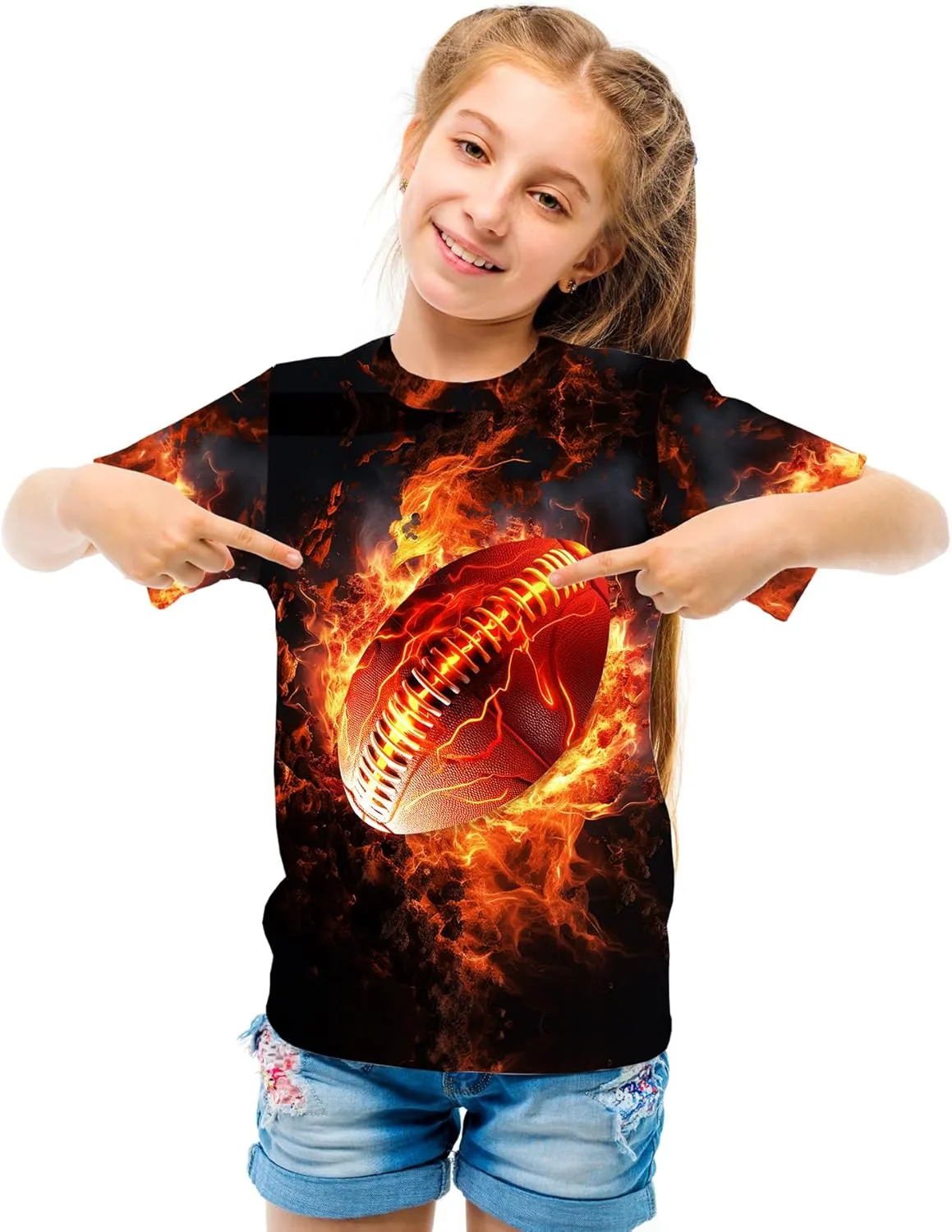 Unisex 3D Graphic Printed T-Shirts, Boys Girls Kids Crewneck Short Sleeve T Shirts, Cool Tees for 6-16 Years Teens