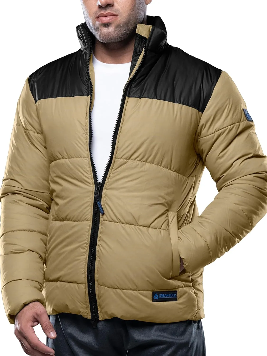 URBAN BUCK Mens Puffer Jacket Midweight Recycled Winter Down Windproof and Water Repellent Henry Men Climbing Jackets