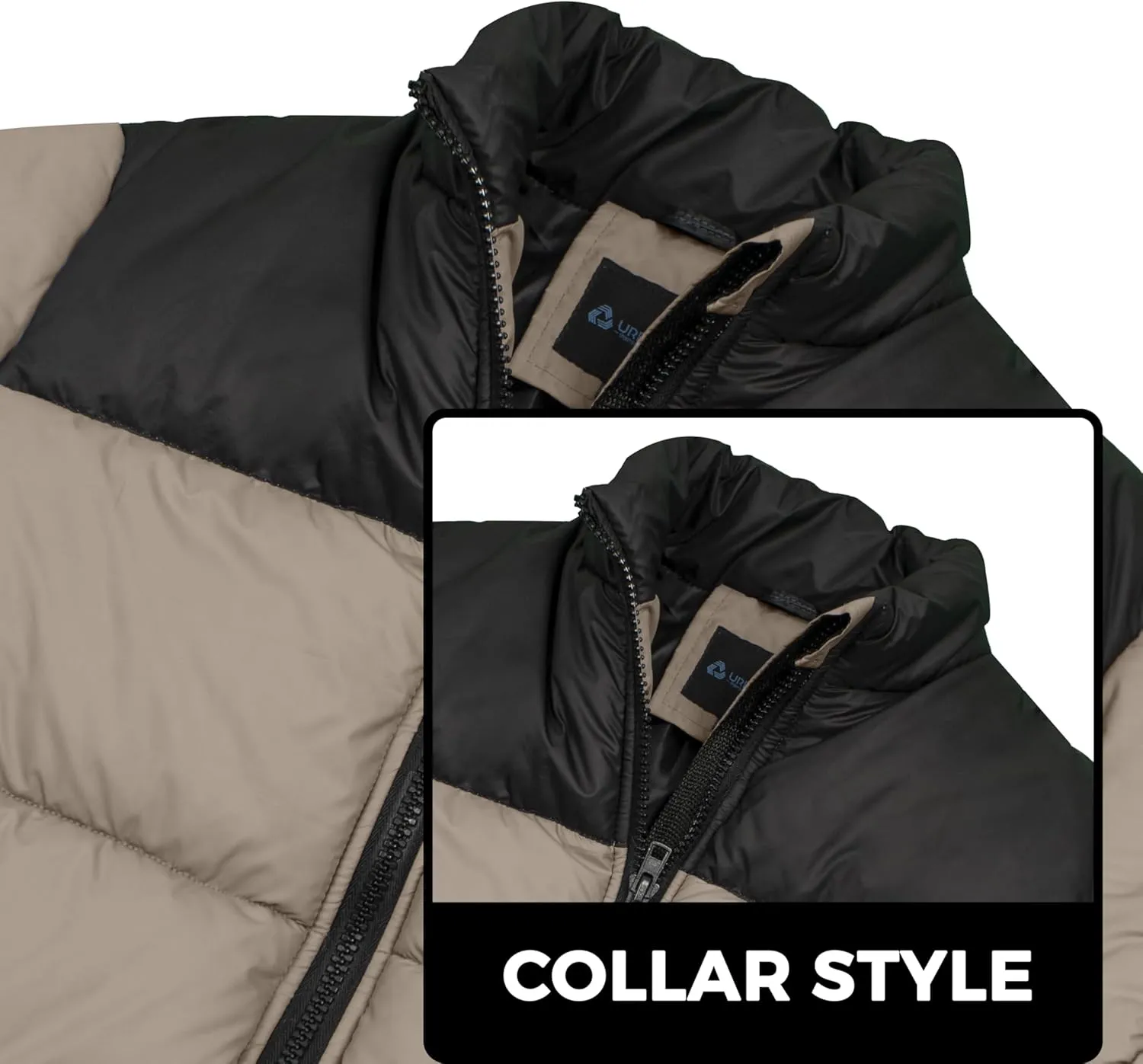 URBAN BUCK Mens Puffer Jacket Midweight Recycled Winter Down Windproof and Water Repellent Henry Men Climbing Jackets