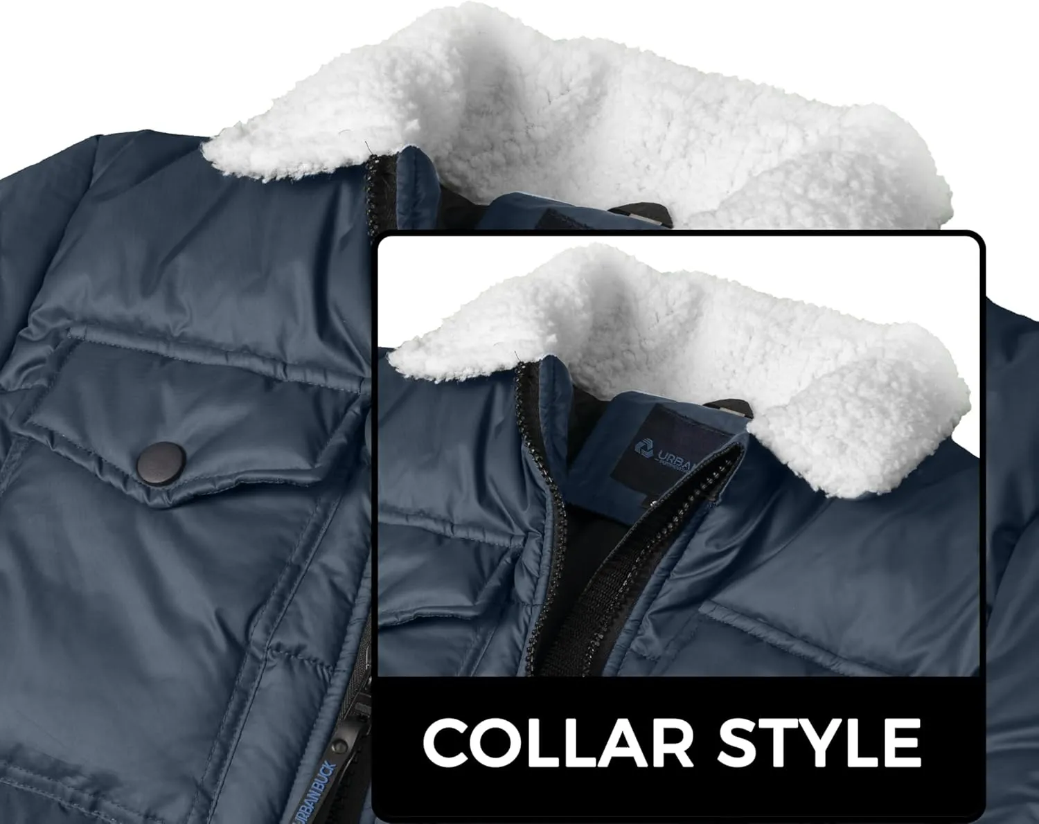 URBAN BUCK Mens Puffer Jackets Midweight Long Sleeves Windproof & Water Repellent Winter Down Recycled Bryce Men Hiking Coats