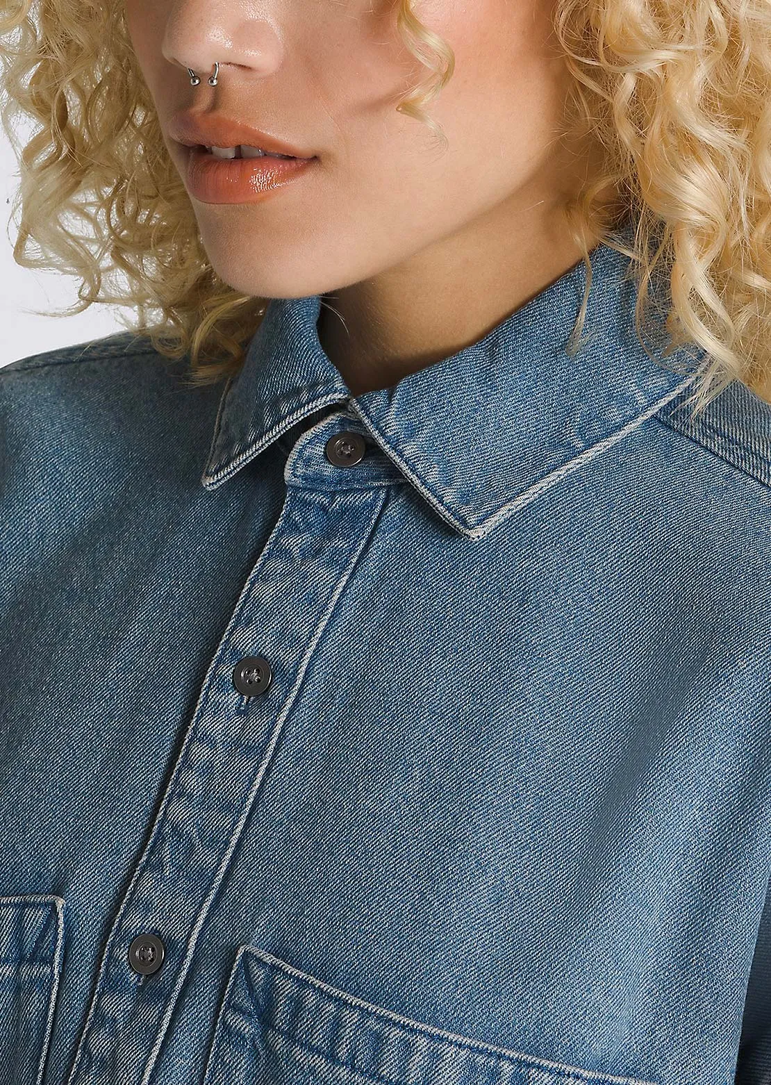 Vans Women's Antica Boxy Denim Long Sleeve Shirt