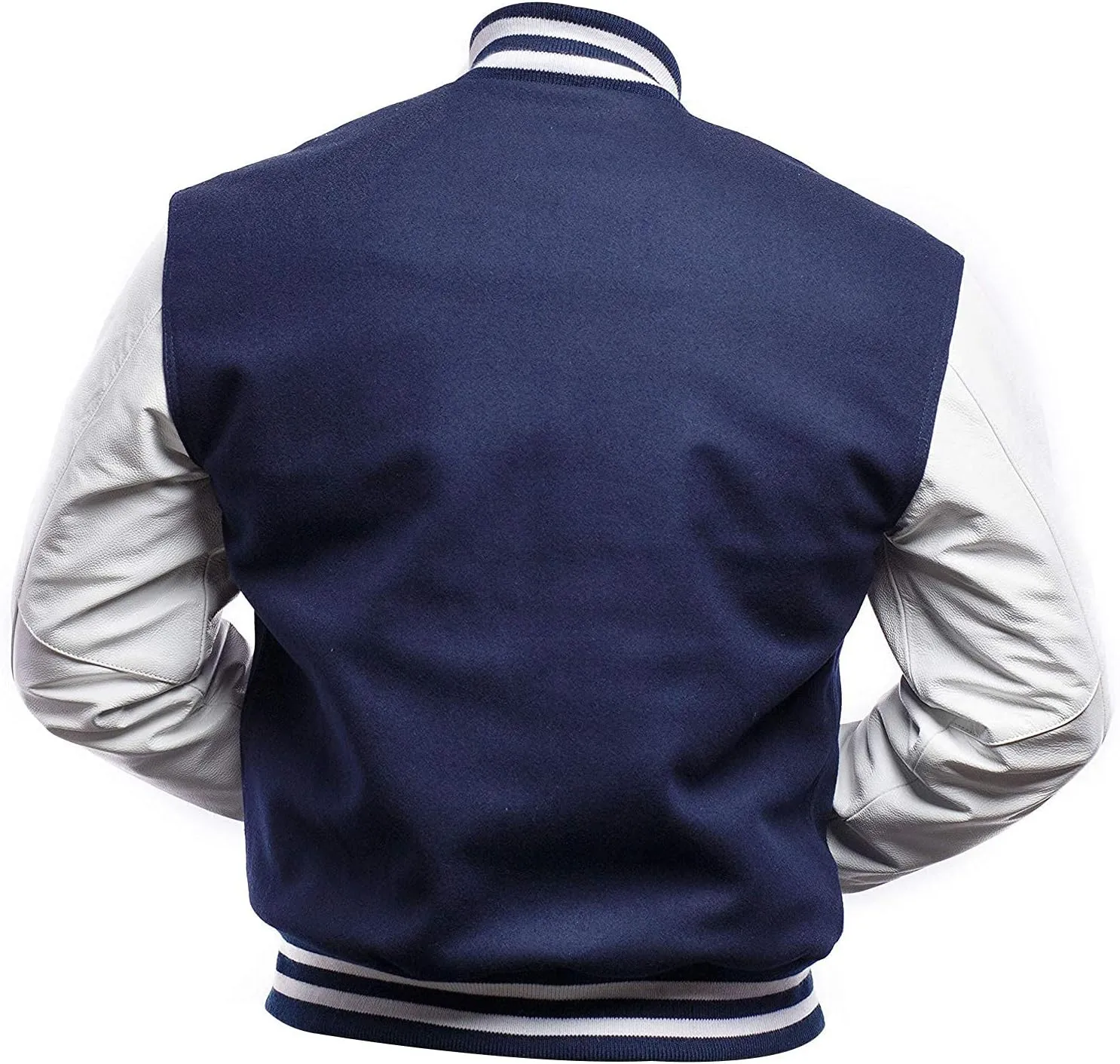 Varsity Blank Baseball College Bomber High School Plain Letterman Jacket Leather Sleeves Wool Coat