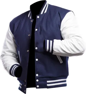 Varsity Blank Baseball College Bomber High School Plain Letterman Jacket Leather Sleeves Wool Coat