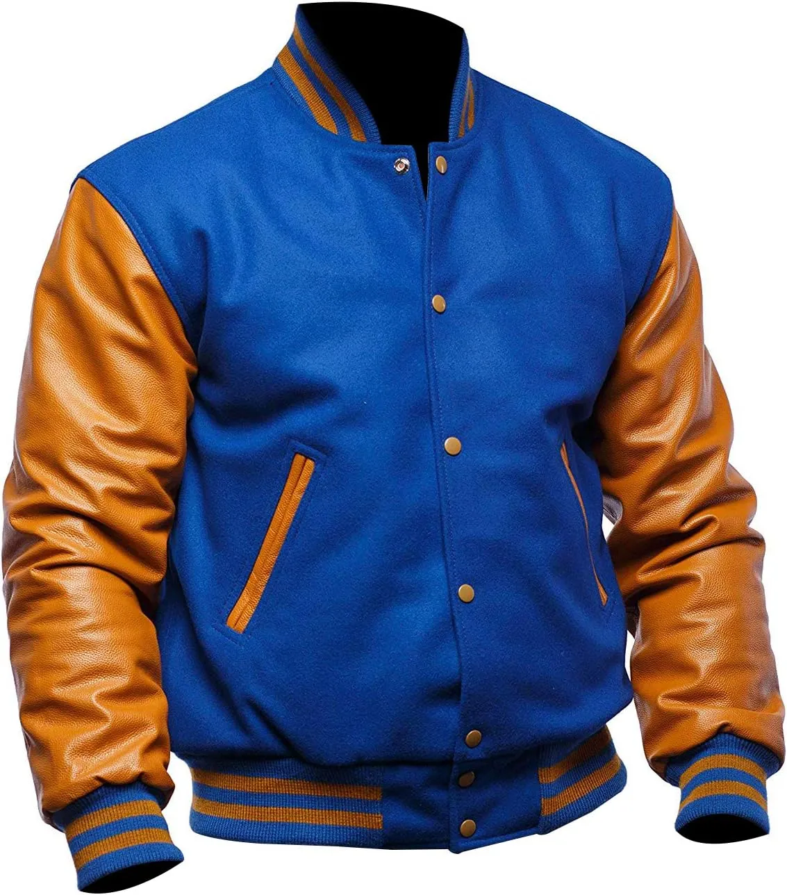 Varsity Blank Baseball College Bomber High School Plain Letterman Jacket Leather Sleeves Wool Coat