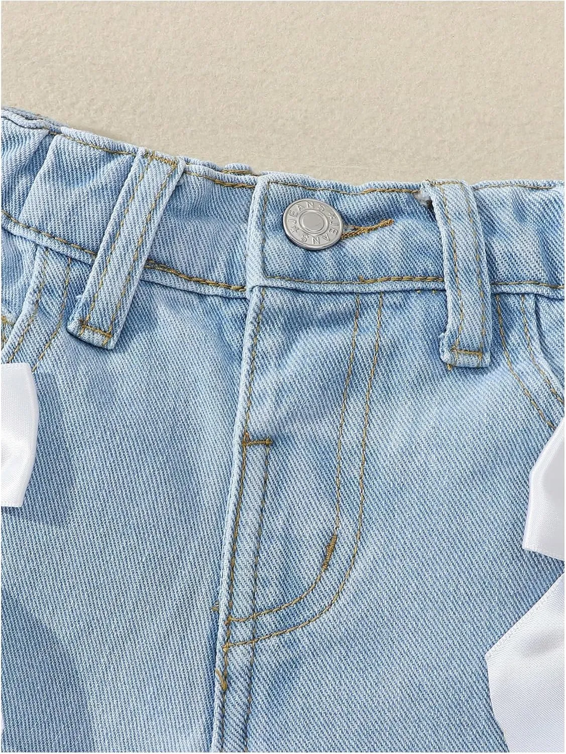 Verdusa Toddler Girl's Coquette Bowknot Ripped Jeans Distressed Denim Shorts with Pockets
