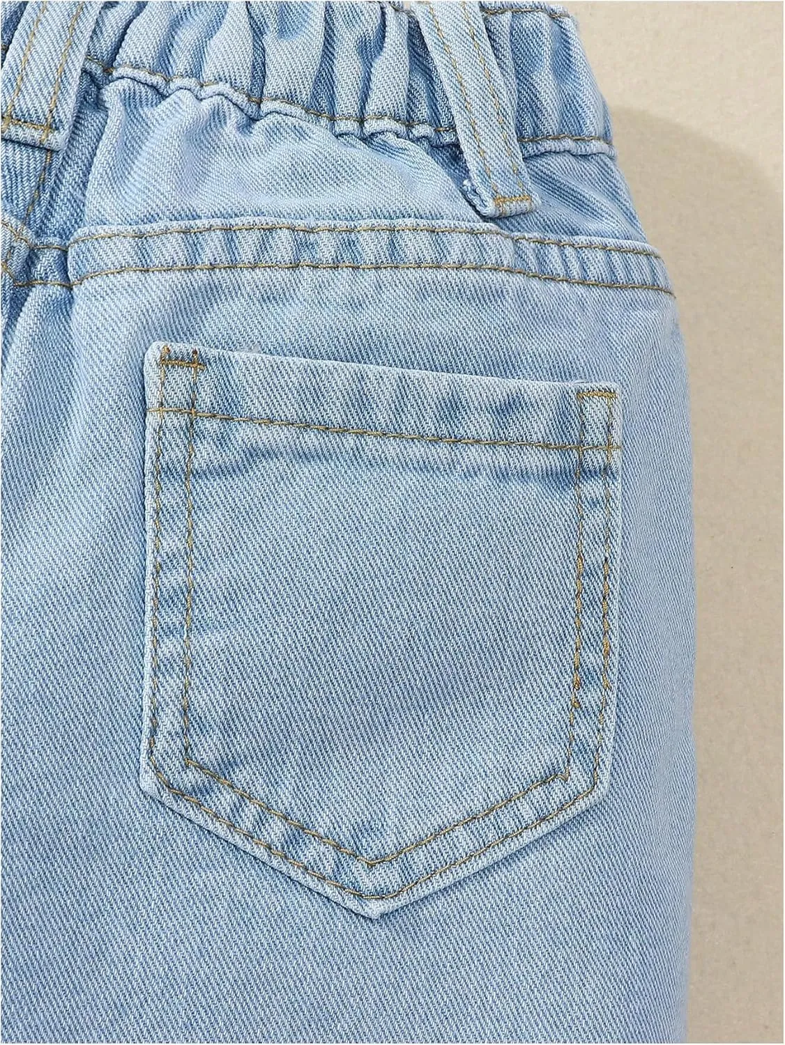Verdusa Toddler Girl's Coquette Bowknot Ripped Jeans Distressed Denim Shorts with Pockets
