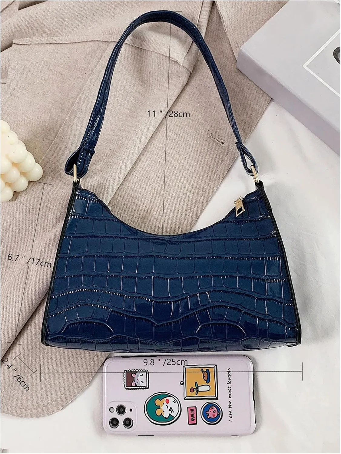 Verdusa Women's PU Leather Underarm Bag Zipper Shoulder Handbags Top Handle Purse