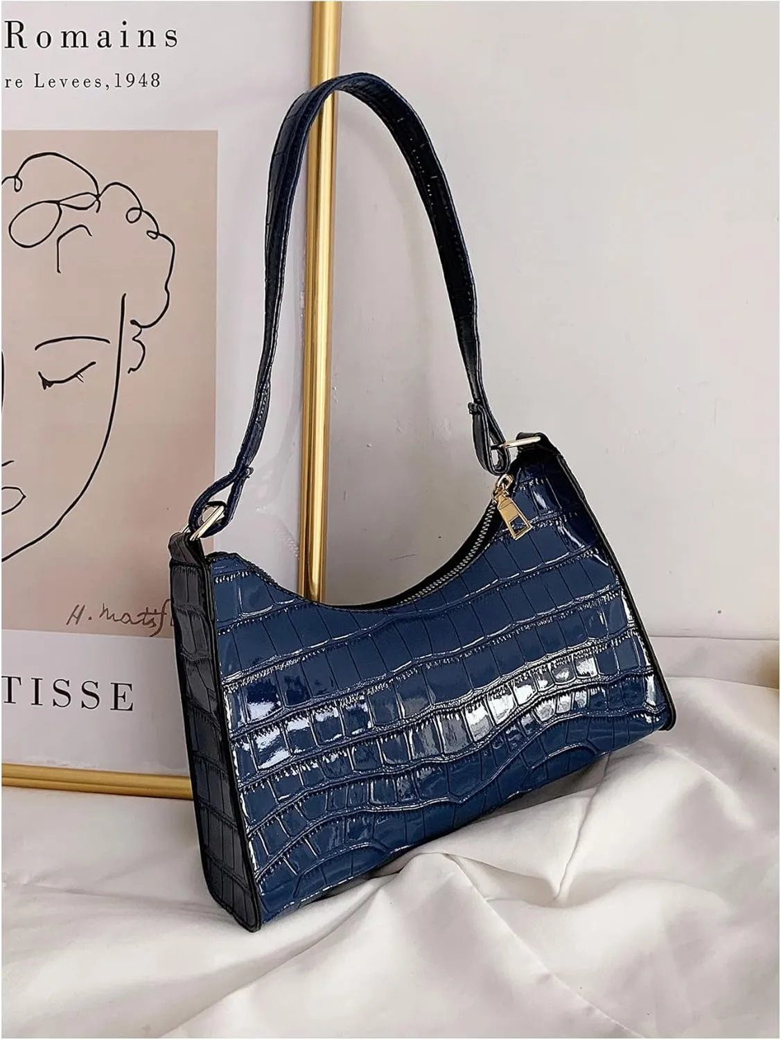 Verdusa Women's PU Leather Underarm Bag Zipper Shoulder Handbags Top Handle Purse