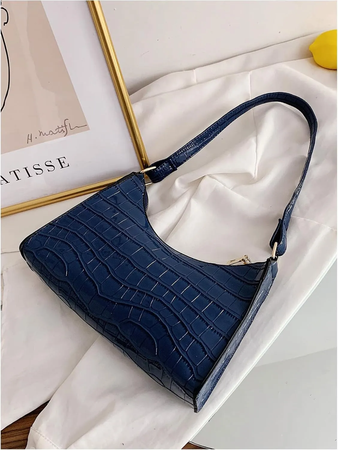 Verdusa Women's PU Leather Underarm Bag Zipper Shoulder Handbags Top Handle Purse