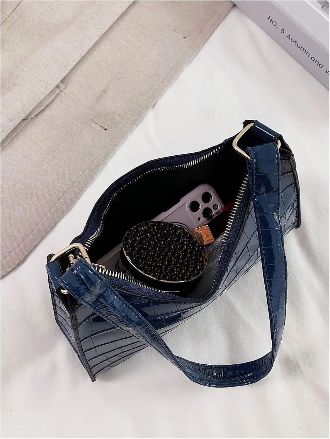 Verdusa Women's PU Leather Underarm Bag Zipper Shoulder Handbags Top Handle Purse