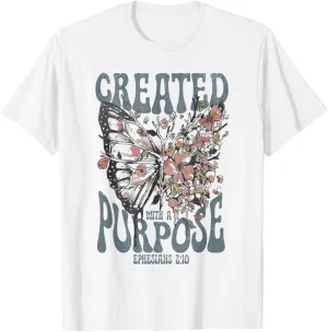 Vintage Created With A Purpose Butterfly Floral T-Shirt