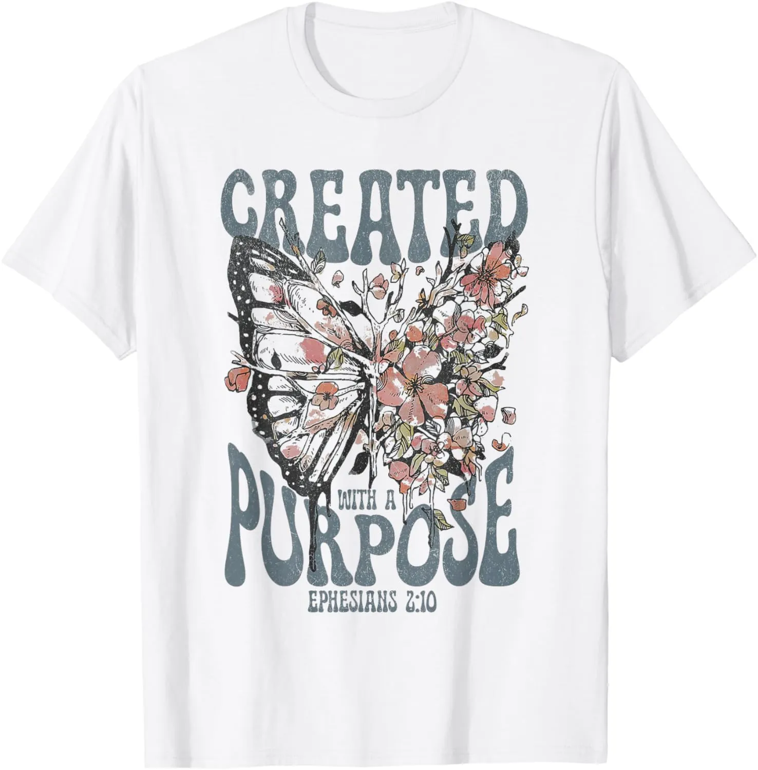 Vintage Created With A Purpose Butterfly Floral T-Shirt