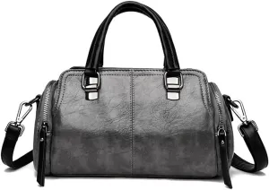 Vintage Leather Satchel Handbag for Women - Stylish Top Handle Crossbody Purse in Yellow