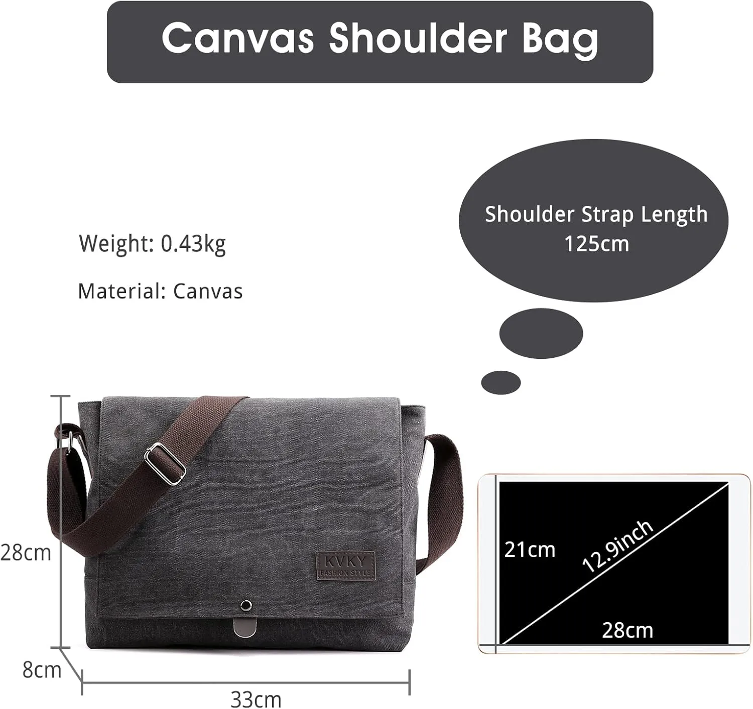 Vintage Men's Shoulder Bag Canvas Tote Handbag Crossbody Bag Casual Top Handle Bag