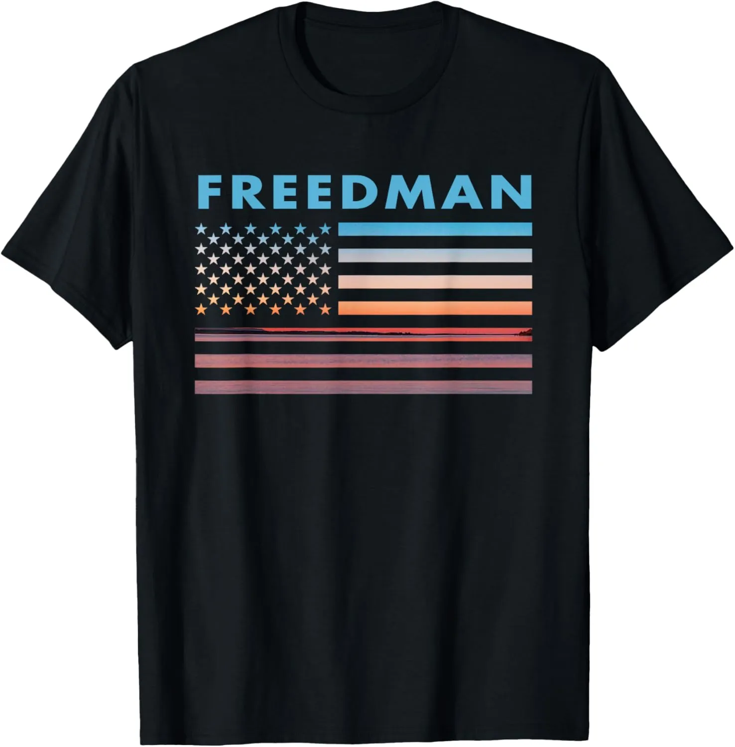 Vintage Sunset American Flag Freedman, South Carolina T-Shirt