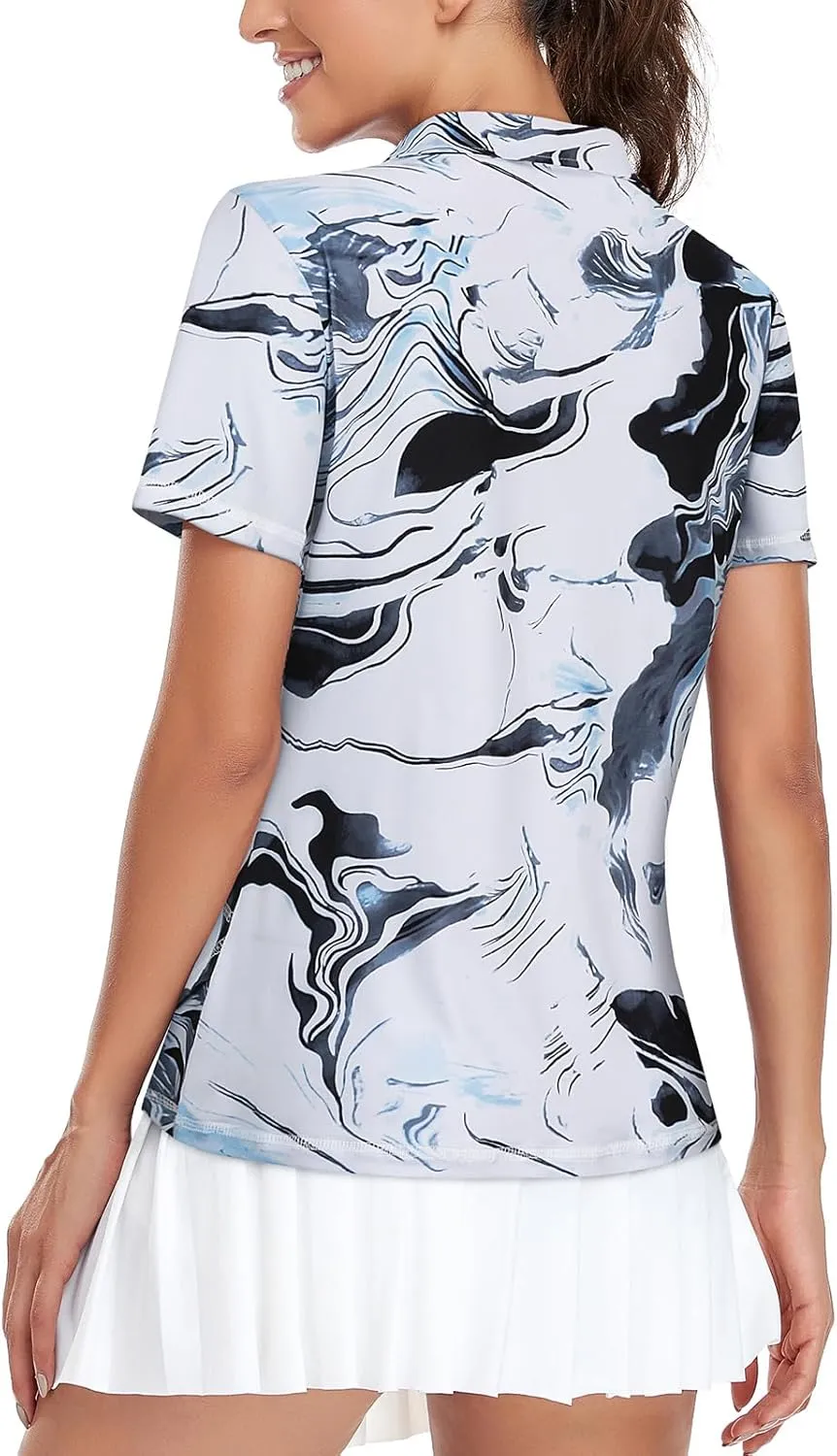 Viracy Women's Golf Shirt Short Sleeve Loose Fitting 1/4 Zip Up Polo Shirt UV Protection Fast Dry Athletic Tops S-3XL