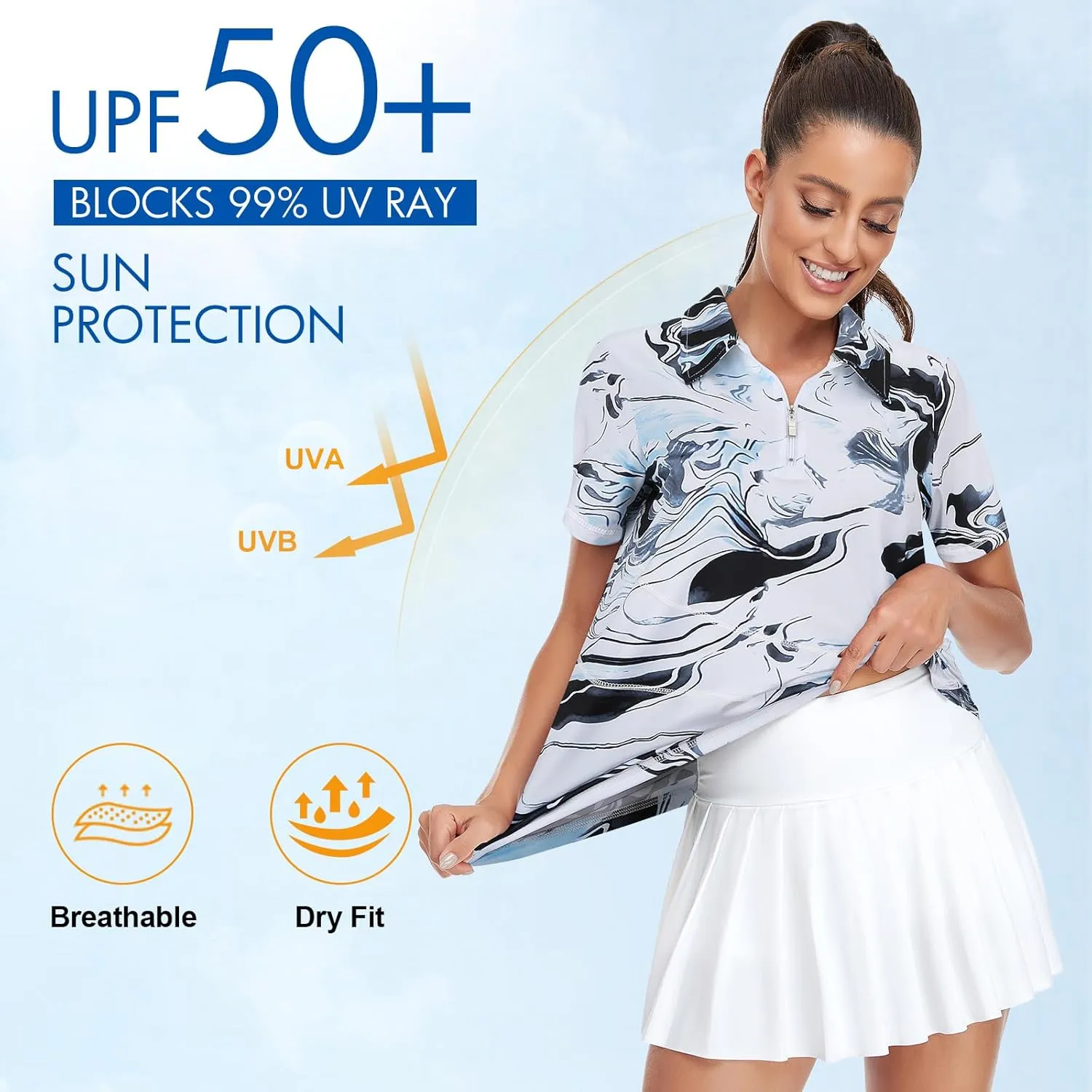 Viracy Women's Golf Shirt Short Sleeve Loose Fitting 1/4 Zip Up Polo Shirt UV Protection Fast Dry Athletic Tops S-3XL